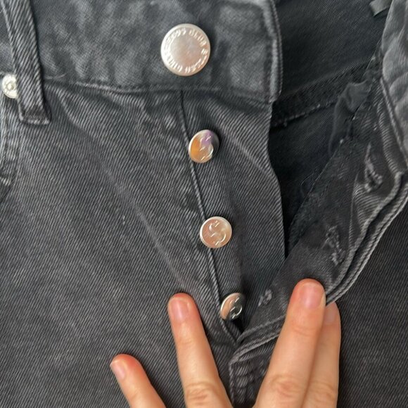 Stolen Girlfriends Club high rise taper black jeans with embossed leg sz XS - Picture 5 of 11